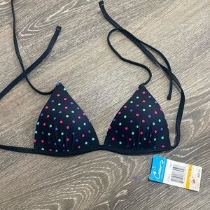 California Waves Black Polka Dot Bikini Top Push Up Padded Swimsuit Small New